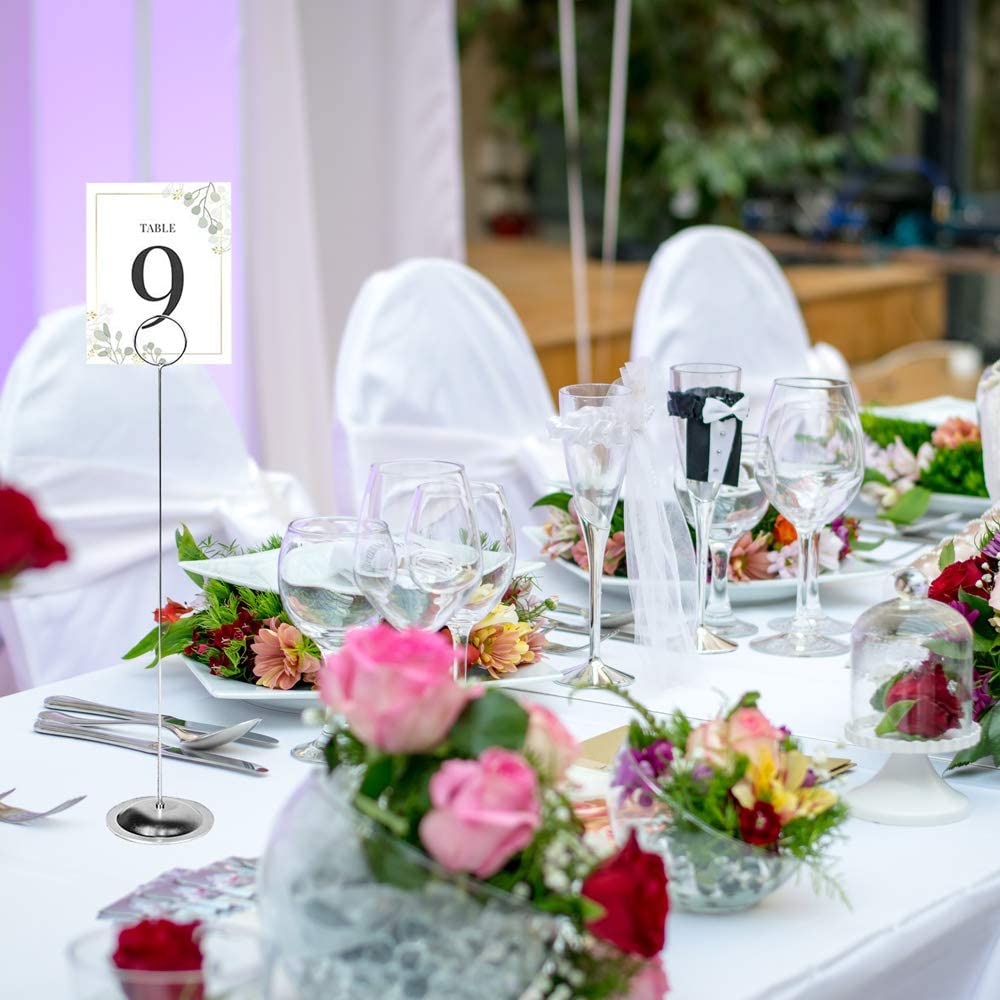 Wedding Table Number Holders Stand Place Card Party 12 inch Silver 12pcs